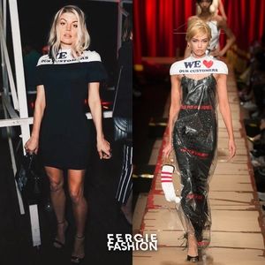 $650 Moschino Couture We Love Our Customers Dress in Nero Stretch Cotton